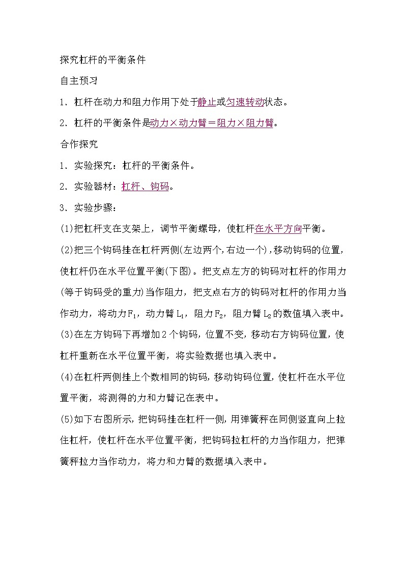 6.5 杠杆  第1课时　杠杆及其平衡条件（导学案）-2024-2025学年沪粤版（2024）物理八年级下册第3页
