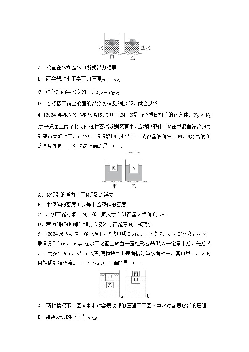 【中考考点基础练】微专题4+浮力+2025年中考物理一轮专题练（河北）第2页