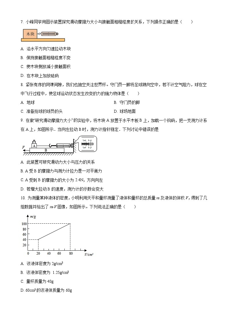 2025年春苏科版物理八年级下学期期中复习训练卷（无答案）第2页