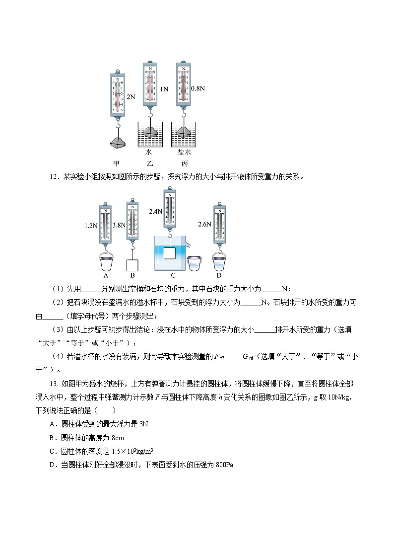 10.2 阿基米德原理（分层作业）【原卷版】第3页