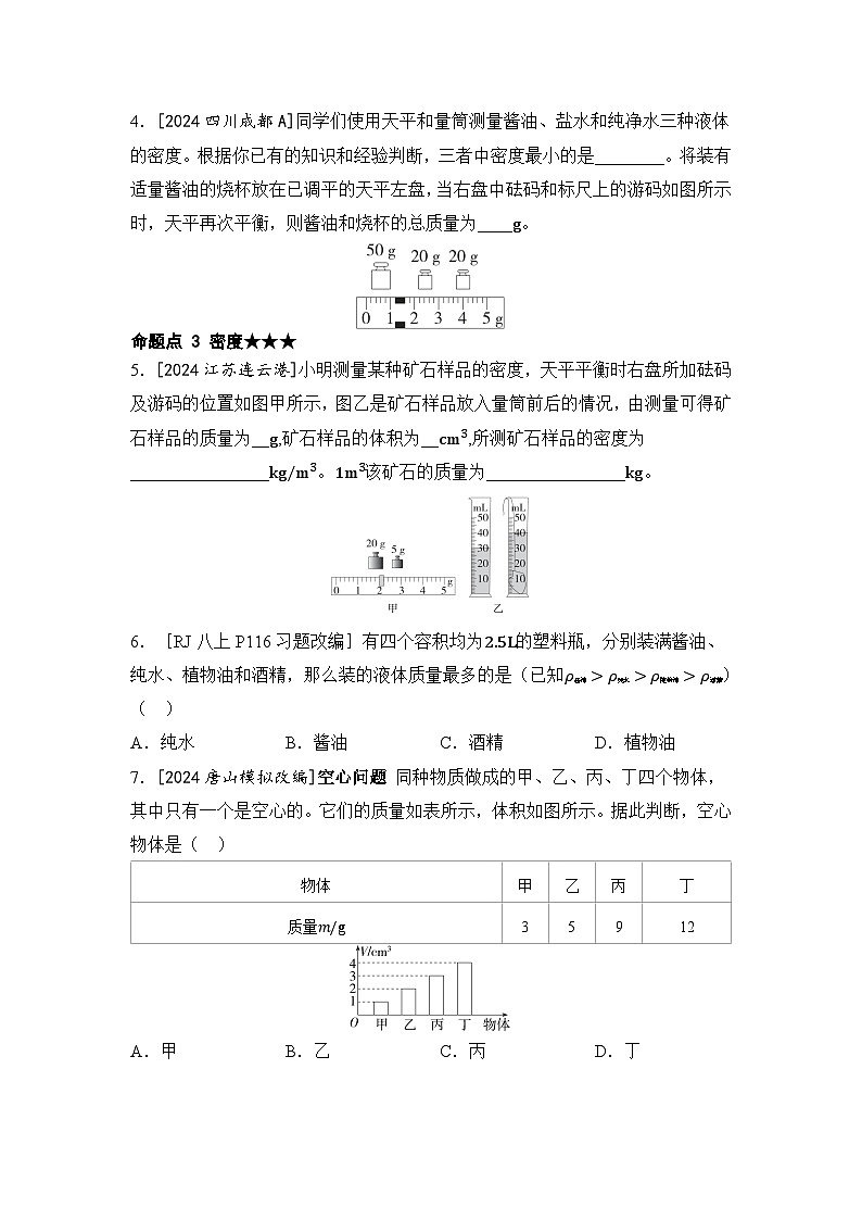 第2讲 质量和密度 2025年中考物理一轮专题练习（河北）第2页