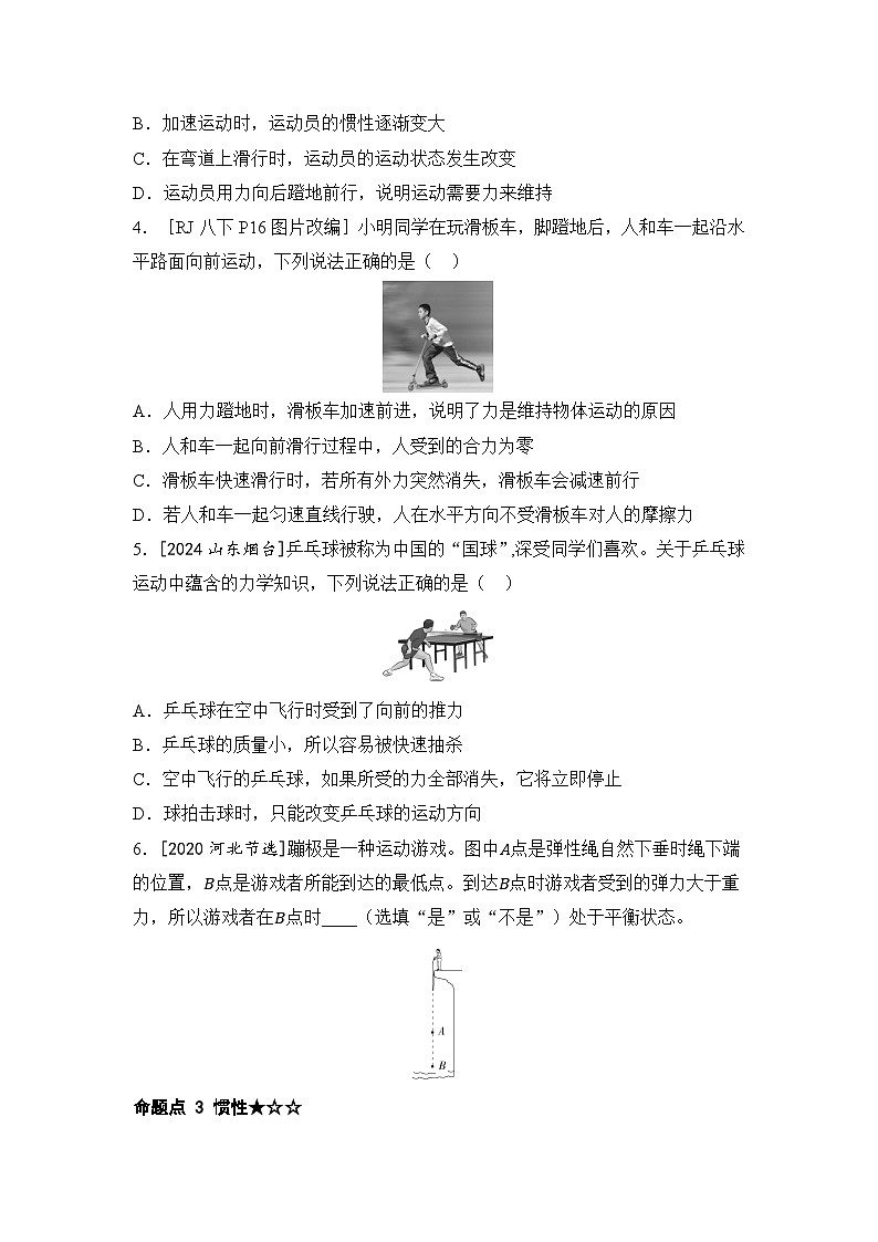 第4讲 二力平衡 牛顿第一定律 2025年中考物理一轮专题练（河北）第2页