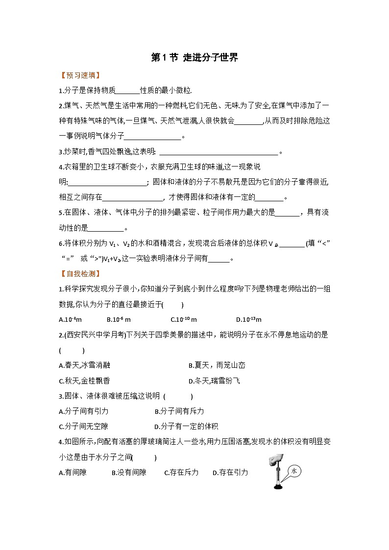 第1节 走进分子世界 练习第1页