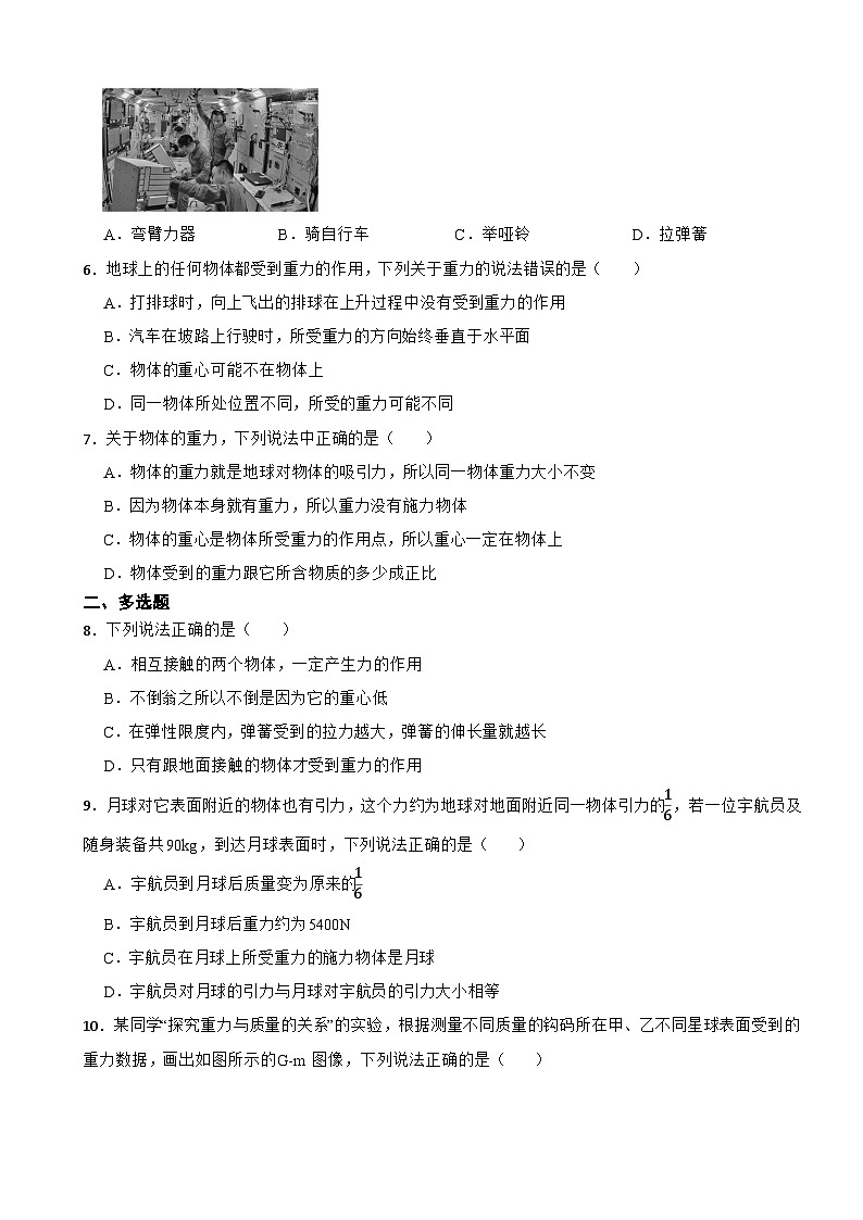 6.3《来自地球的力》同步分层能力提升练习设计 2024-2025学年初中物理八年级下（沪科版2024）第2页