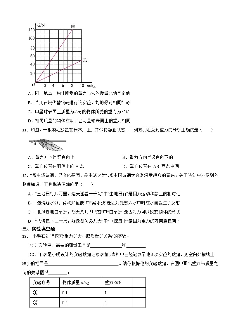 6.3《来自地球的力》同步分层能力提升练习设计 2024-2025学年初中物理八年级下（沪科版2024）第3页