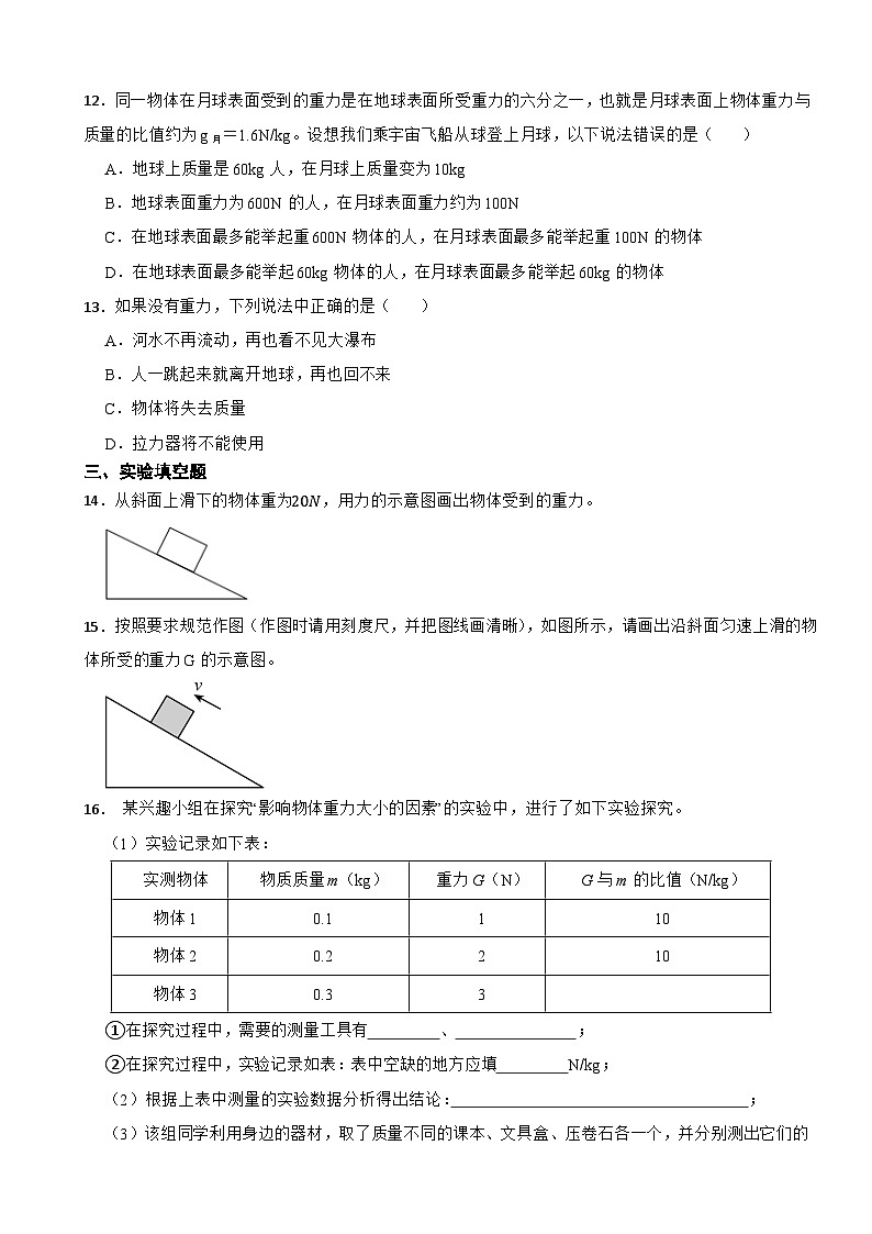 7.4《重力》2024-2025学年教科版（2024）物理八年级下册随堂检测第3页