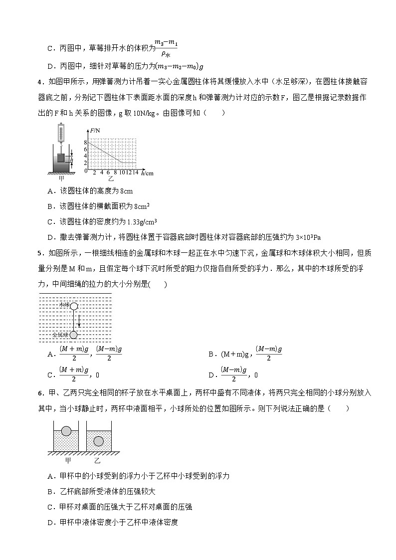 10.3 物体的浮沉条件及其应用2024-2025学年人教版八年级物理下册同步培优练习第2页