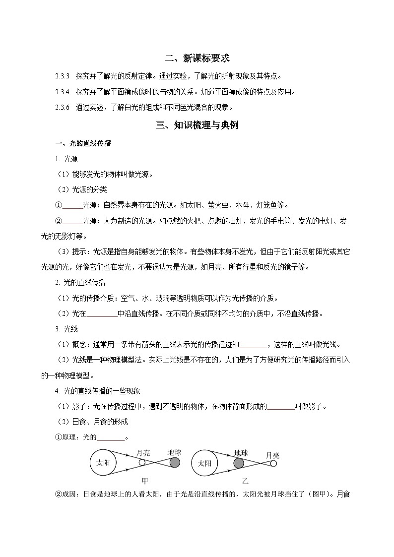 中考物理一轮复习考点训练专题04 光现象（知识梳理 典例 练习）（学生版）第2页