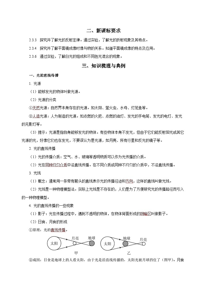 中考物理一轮复习考点训练专题04 光现象（知识梳理 典例 练习）（教师版）第2页