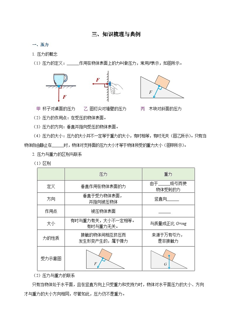 中考物理一轮复习考点训练专题09 压强（知识梳理+典例+练习）（学生版）第2页