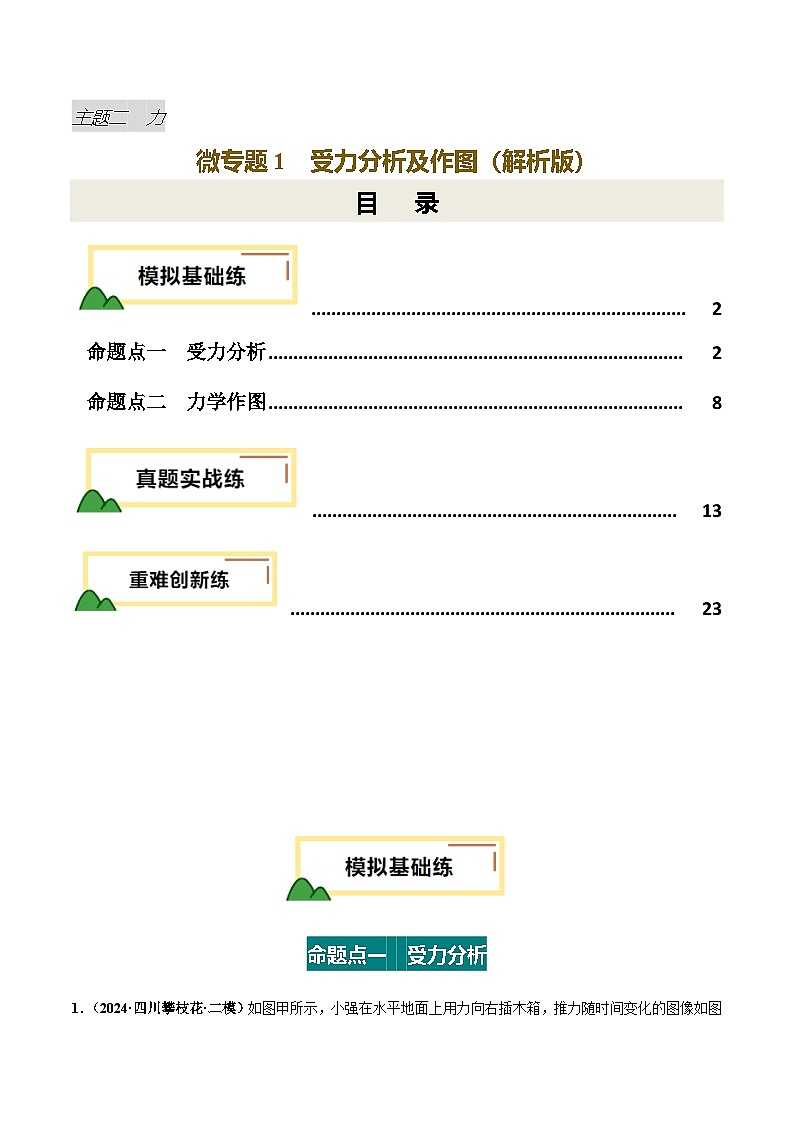 力学微专题1  受力分析及作图（练习）（解析版）第1页
