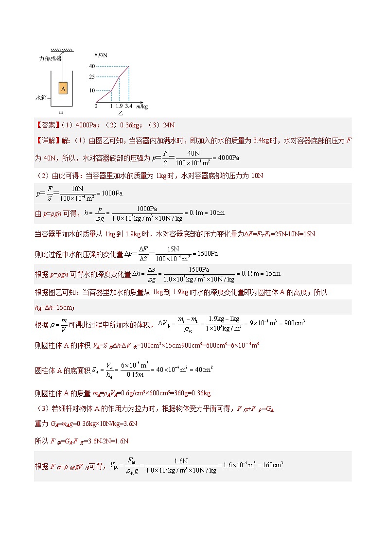 中考物理一轮复习考点巩固练习专题16  压强与浮力的综合（解析版）第3页