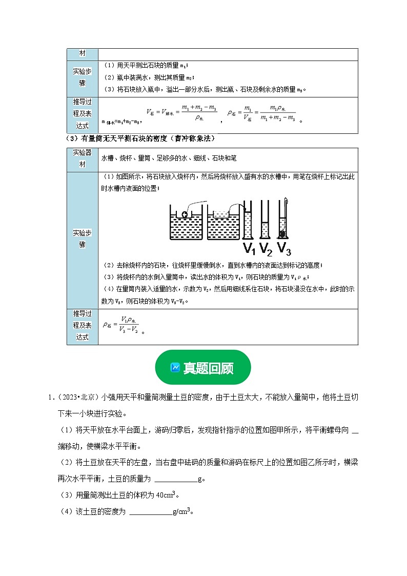 中考物理二轮复习题型专项练习实验6 测量固体的密度（解析版）第3页