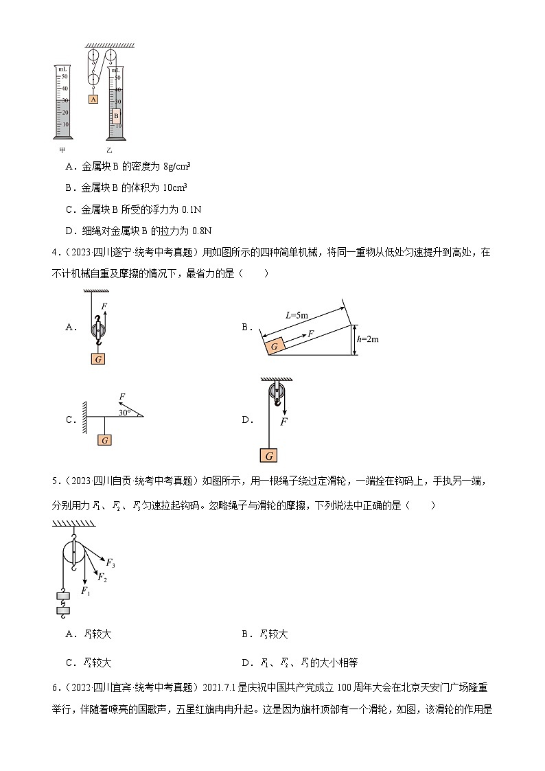 中考物理一轮复习考点分项练习专题12  简单机械 12.2滑轮（学生版）第2页