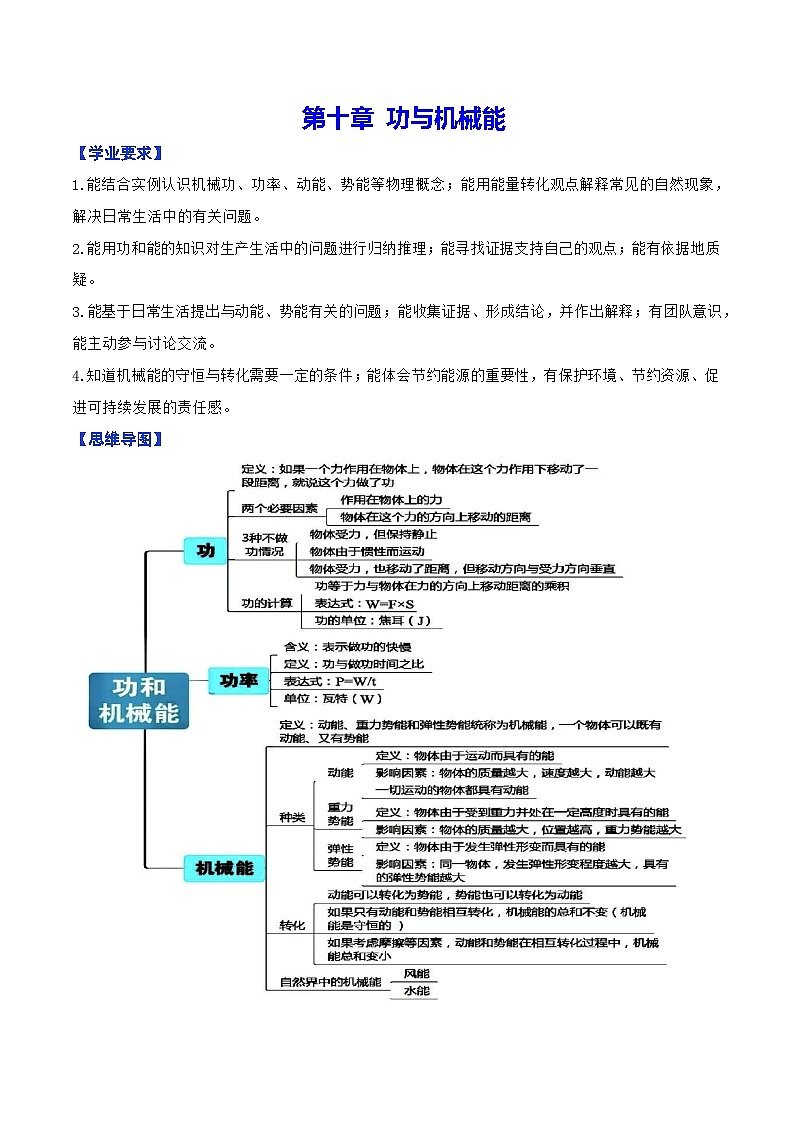 第十章  功与机械能 单元复习（教学设计）第1页