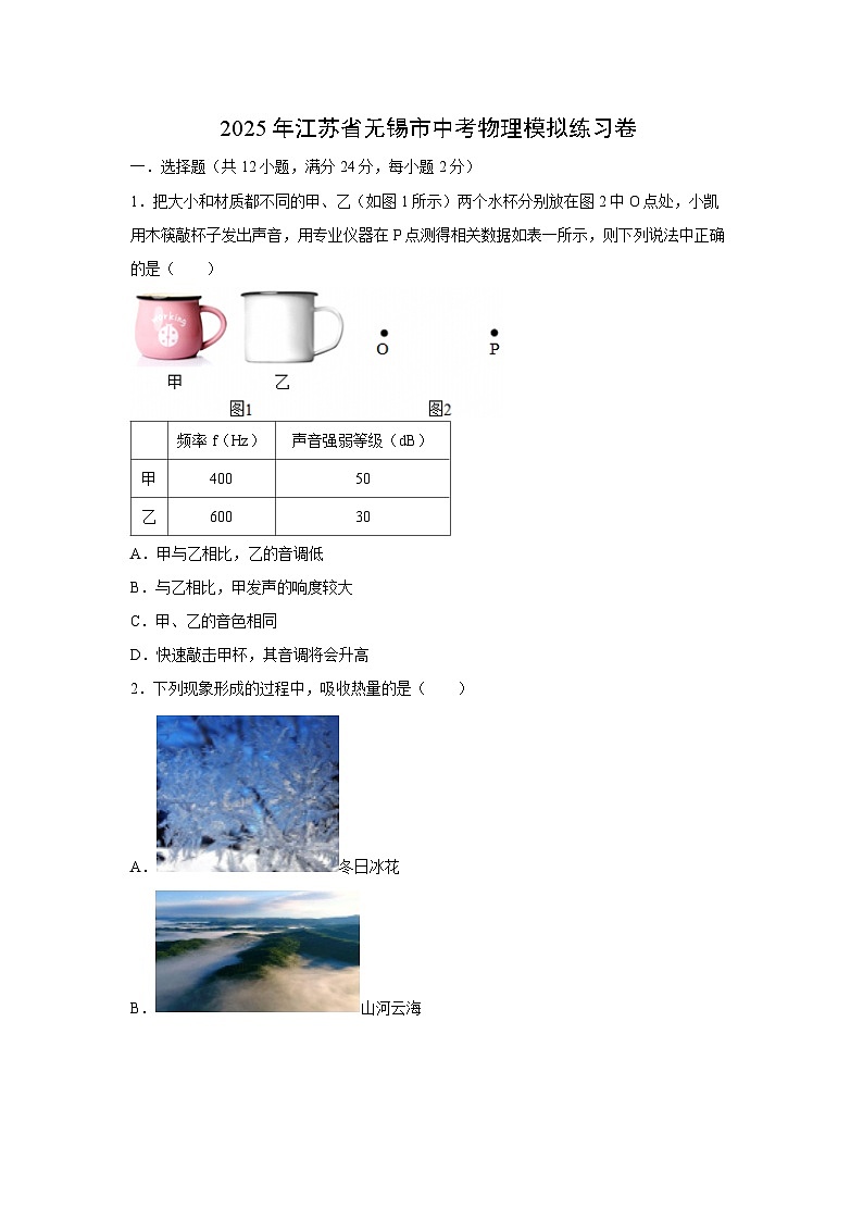 2025年江苏省无锡市中考模拟练习卷物理试卷（解析版）第1页