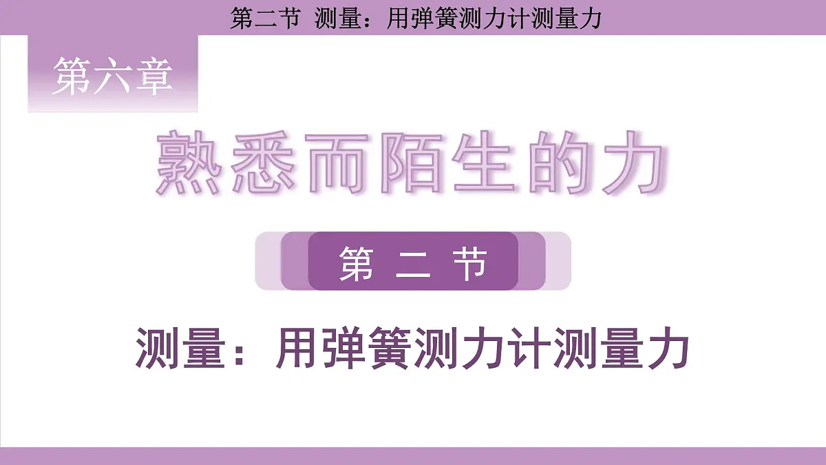 沪科版（2024）物理八年级全一册 6.2测量：用弹簧测力计测量力（课件）第1页