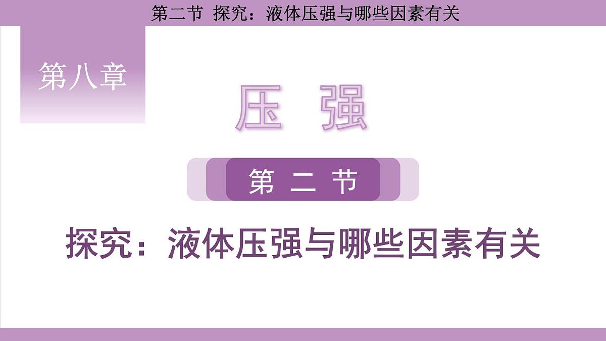 沪科版（2024）物理八年级全一册 8.2探究：液体压强与哪些因素有关（课件）第1页