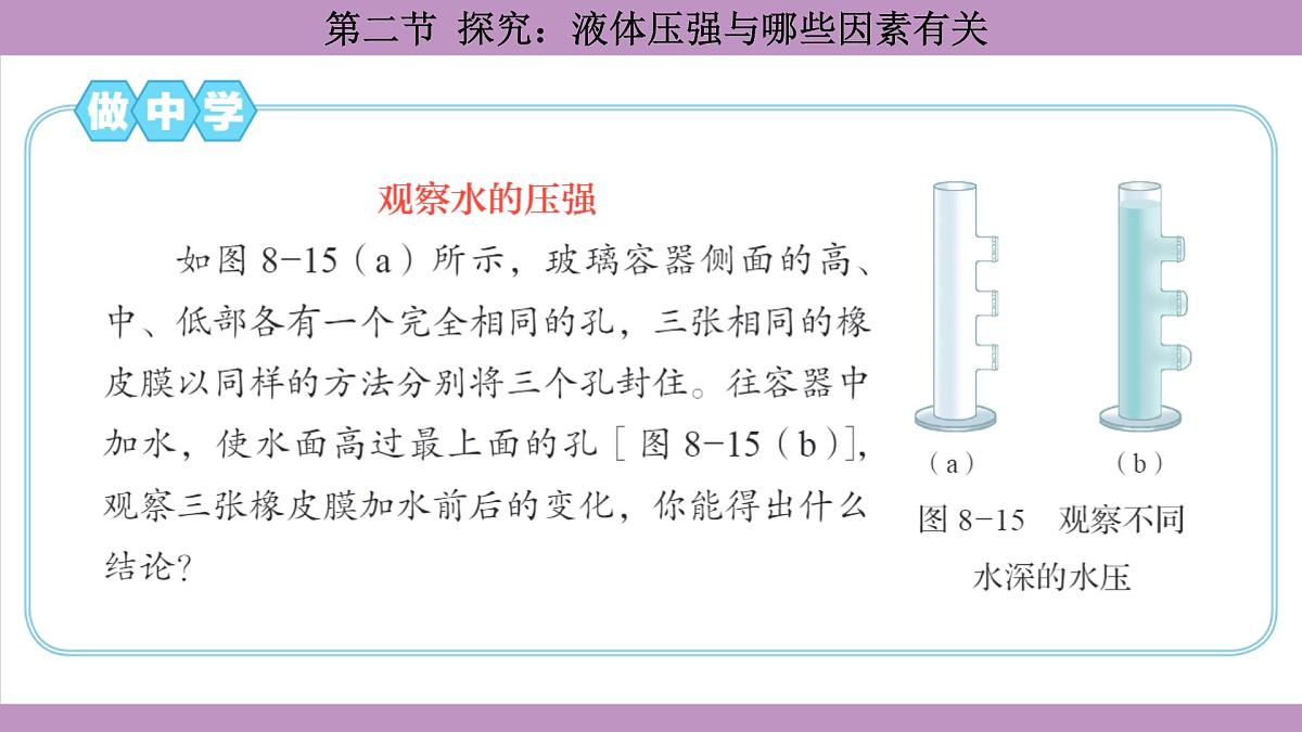 沪科版（2024）物理八年级全一册 8.2探究：液体压强与哪些因素有关（课件）第7页