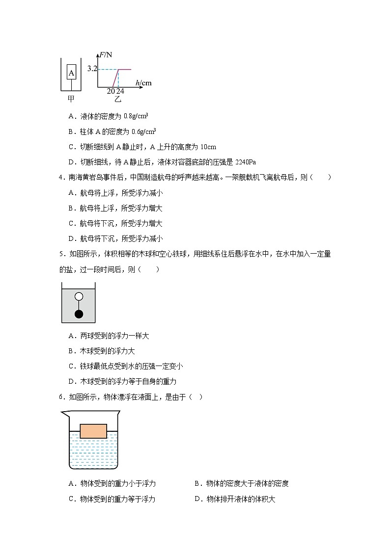 10.3物体的沉浮条件及应用课堂通行证 人教版（2024）物理八年级下册同步练习第2页
