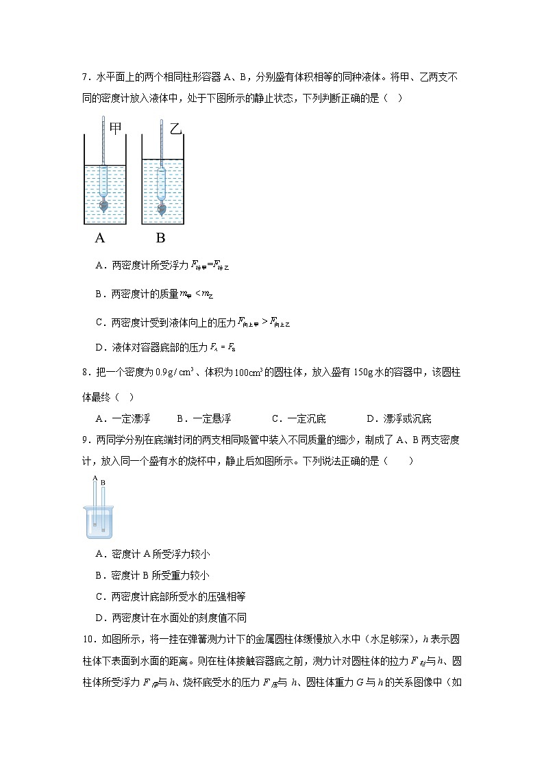 10.3物体的沉浮条件及应用课堂通行证 人教版（2024）物理八年级下册同步练习第3页