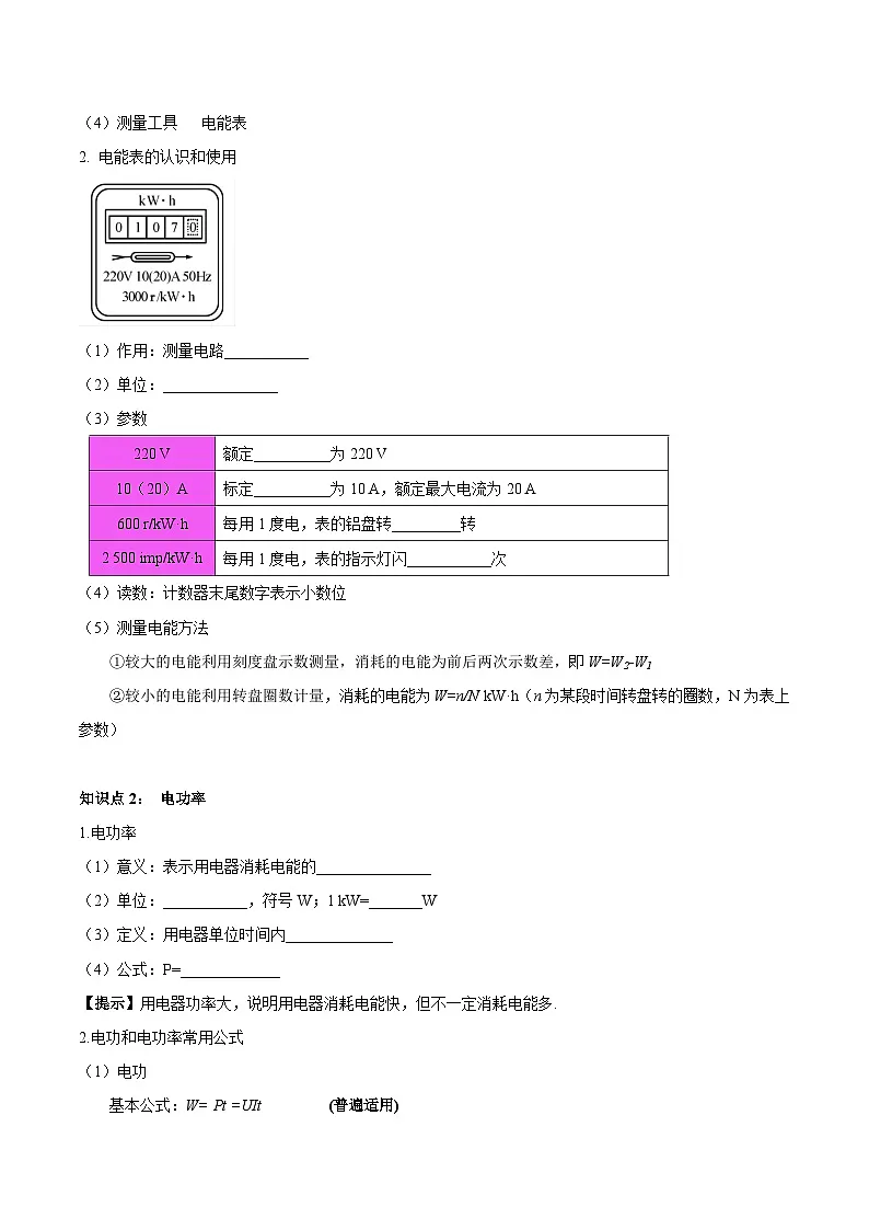 中考物理总复习专题24 电功和电功率（原卷版）第2页
