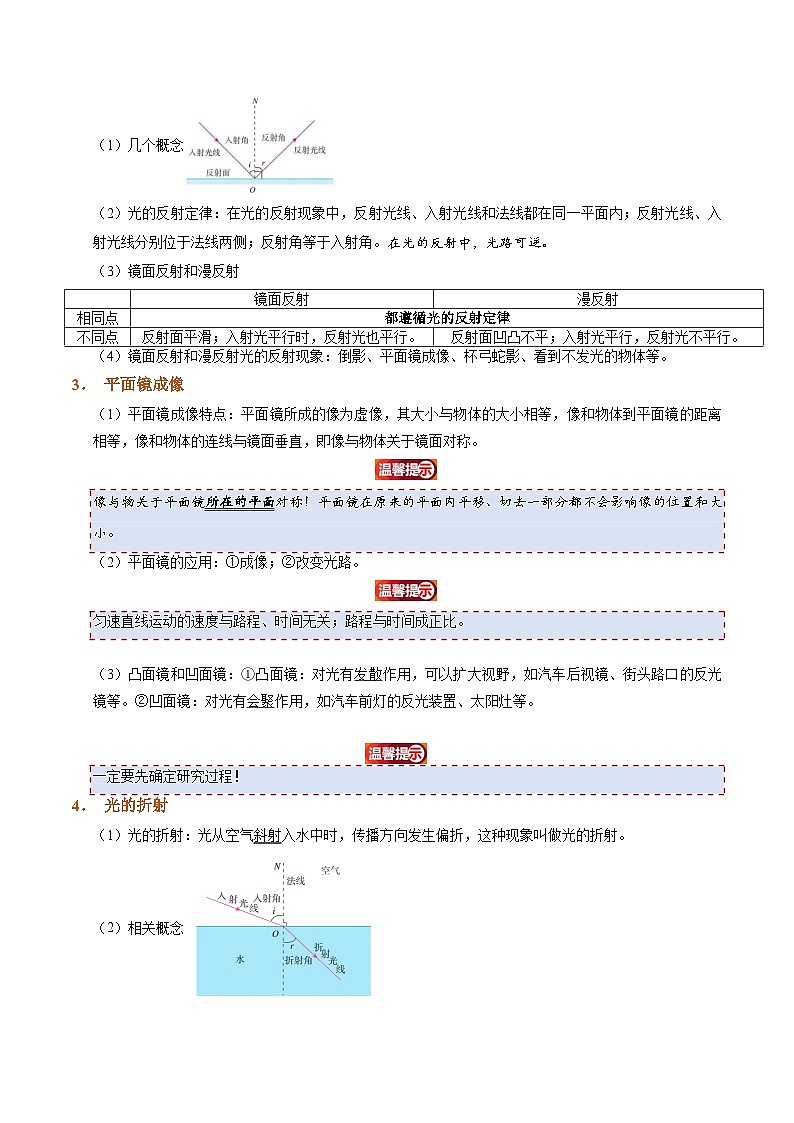 人教版八年级物理寒假提升讲义（复习）第04讲 光现象（解析版）第2页