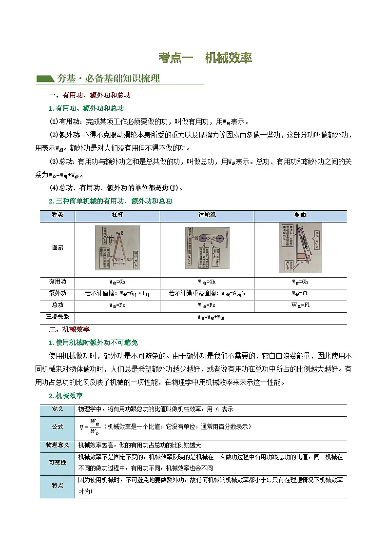 人教版九年级物理寒假培优讲义专题14 机械效率（2考点+6考向）（解析版）第3页