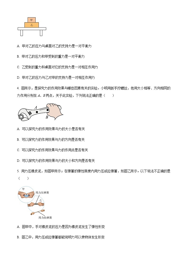 广东省广州第七中学2023-2024学年八年级下学期期中物理试题（含答案）第2页