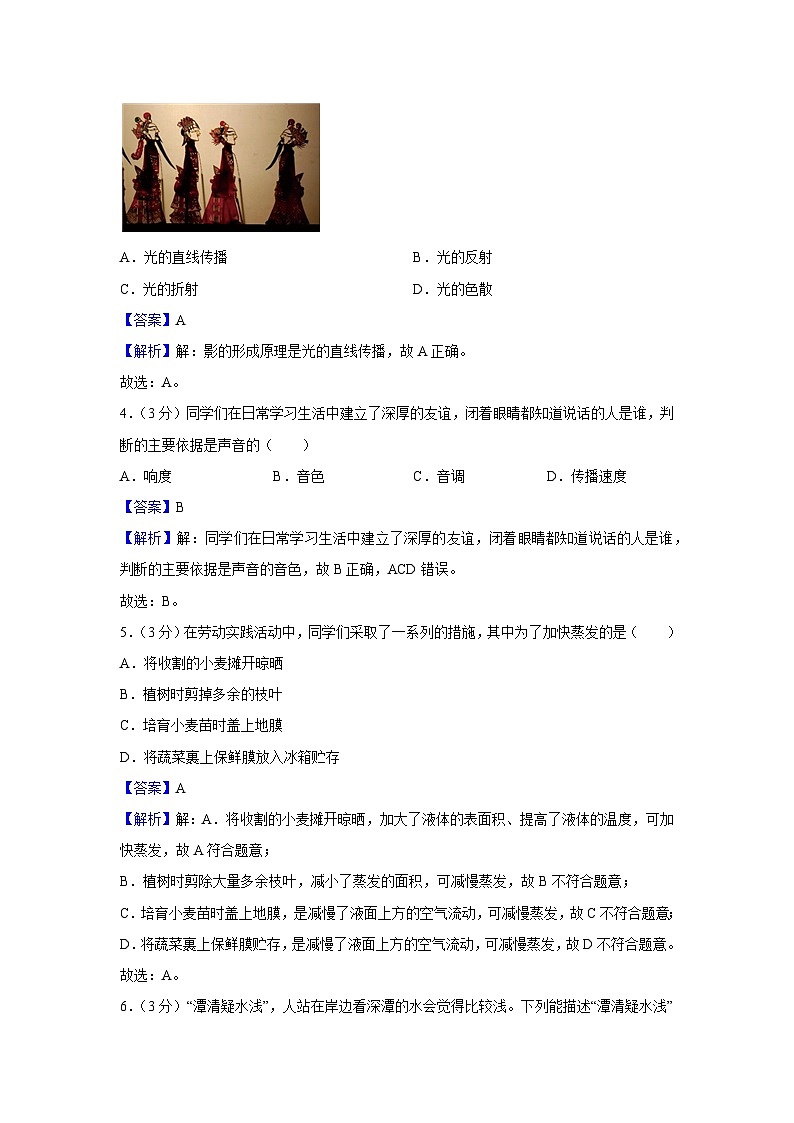 2024-2025学年广东省云浮市新兴县八年级上学期期末物理试卷（解析版）第2页