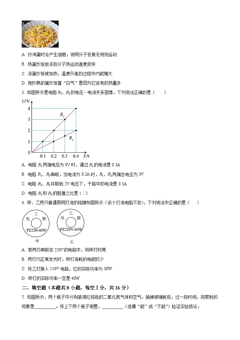 甘肃省陇南市武都区2024-2025学年九年级上学期期末学业水平测试物理试题（原卷版+解析版）第2页