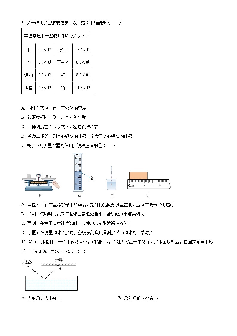 河北省唐山市遵化市2024-2025学年八年级上学期期末物理试题（原卷版+解析版）第3页