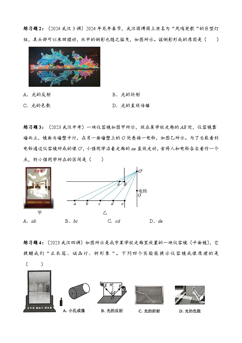 2025武汉市中考物理复习专题练习——光现象第3页
