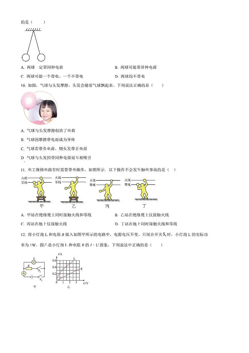 2024～2025学年河南省驻马店市驿城区驻马店市第二初级中学九年级上1月期末物理试卷(含答案)第3页