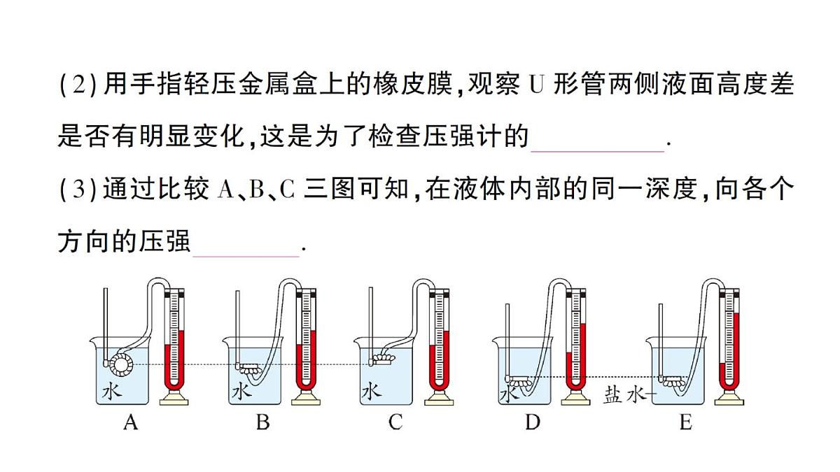 初中物理新人教版八年级下册第九章第二节 液体的压强作业课件2025春第4页