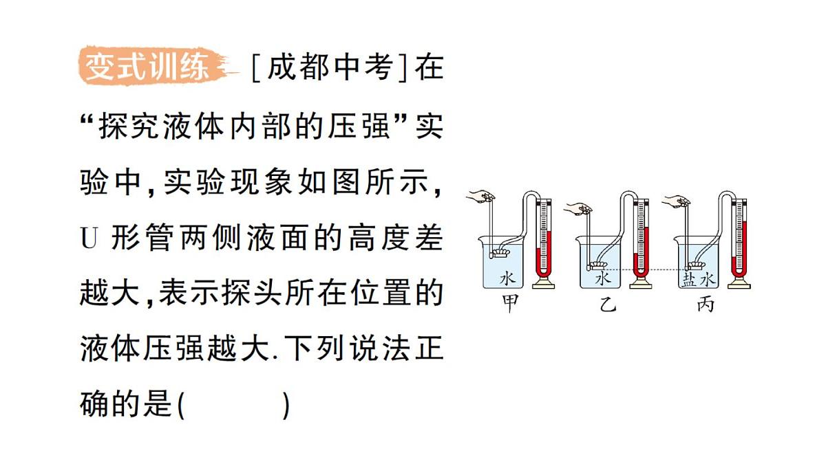 初中物理新人教版八年级下册第九章第二节 液体的压强作业课件2025春第8页