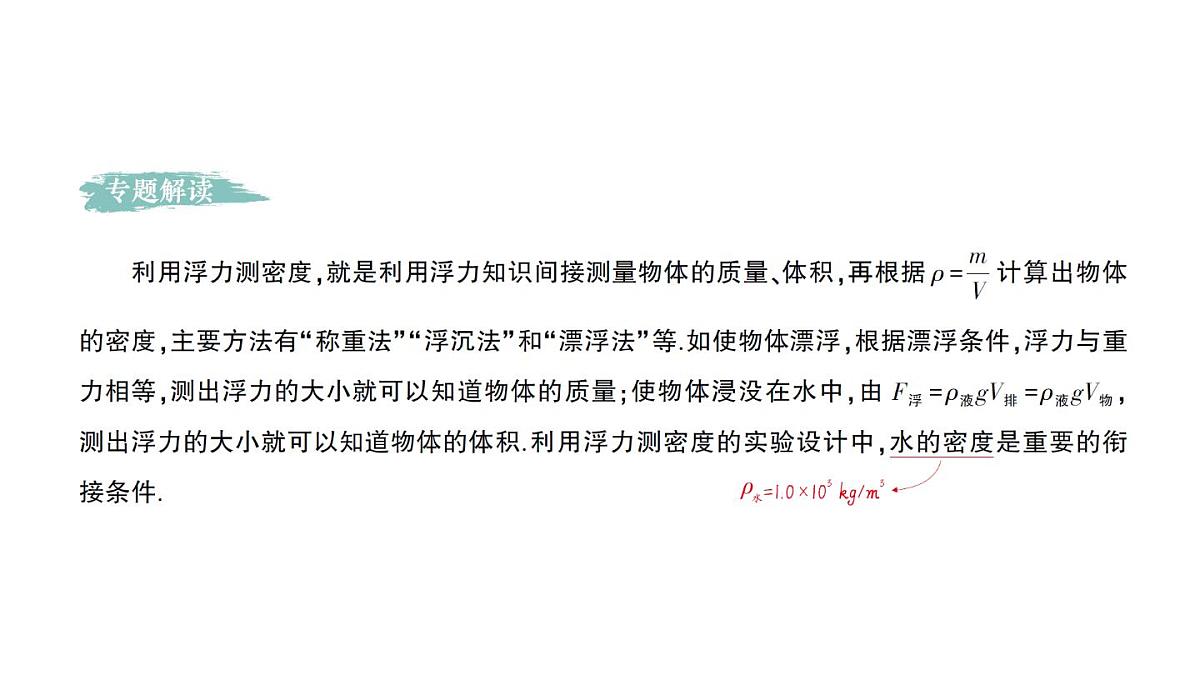 初中物理新人教版八年级下册第十章专题三 利用浮力测密度作业课件2025春第2页