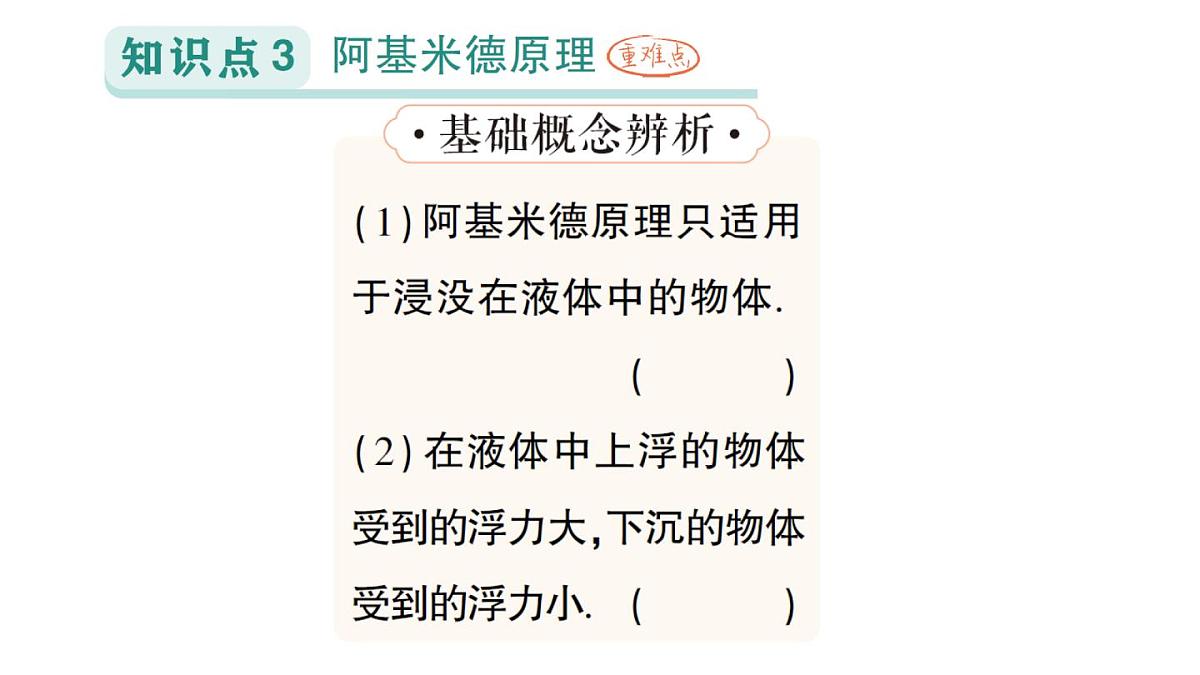 初中物理新人教版八年级下册第十章第二节 阿基米德原理作业课件2025春第5页