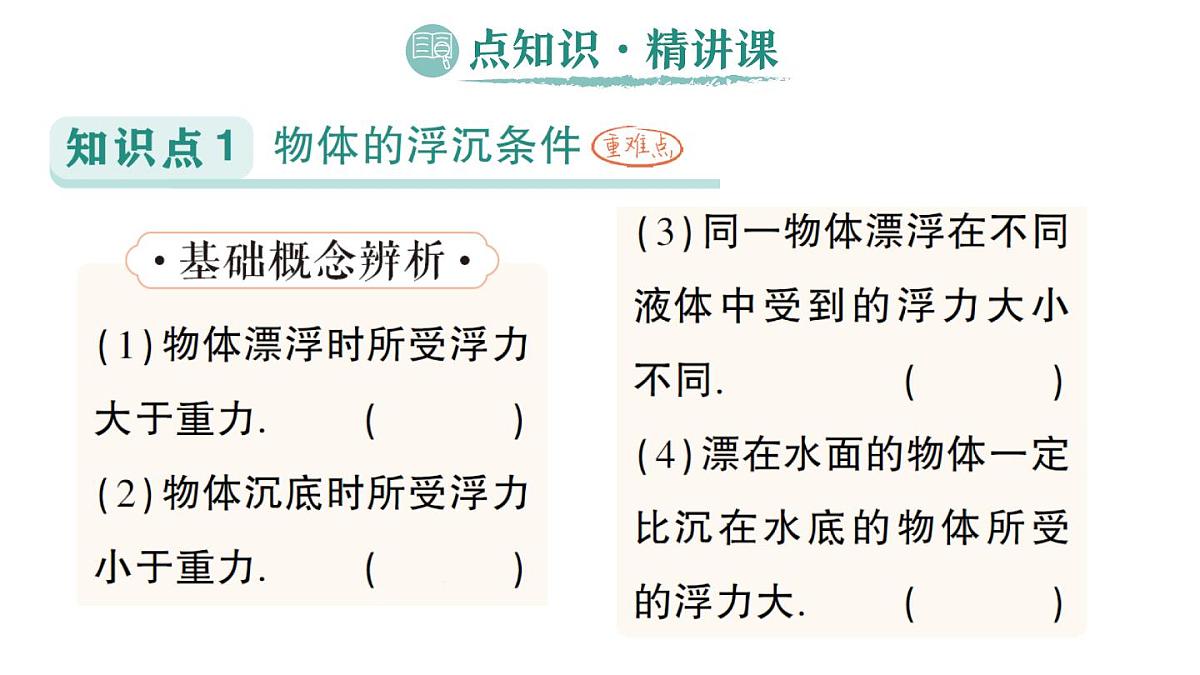 初中物理新人教版八年级下册第十章第三节 物体的浮沉条件及应用作业课件2025春第2页