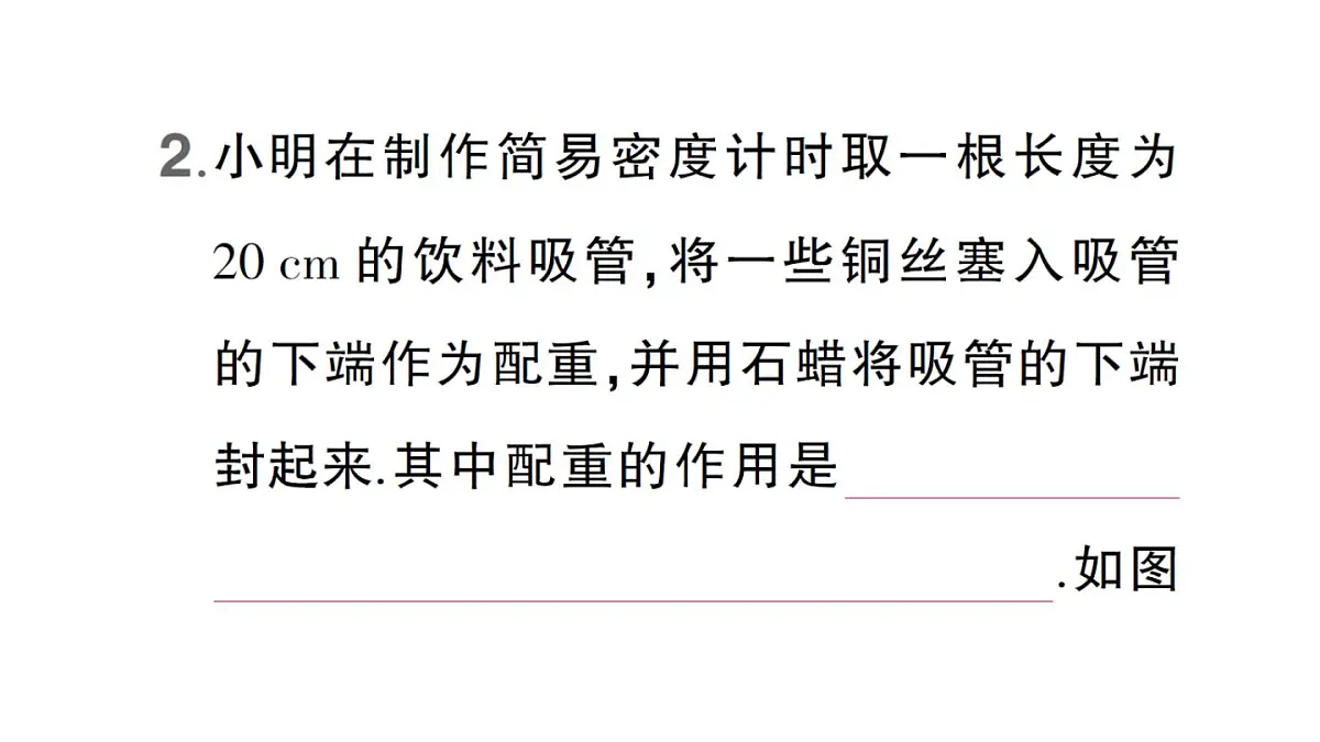 初中物理新人教版八年级下册第十章第四节 跨学科实践：制作微型密度计作业课件2025春第3页