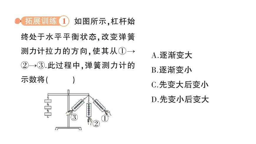 初中物理新人教版八年级下册第十二章专题四 杠杆动态平衡的分析作业课件2025春第5页
