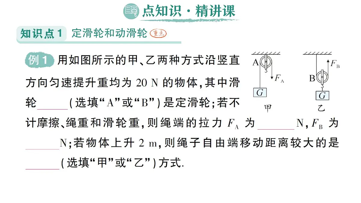 初中物理新人教版八年级下册第十二章第三节 滑轮作业课件2025春第2页