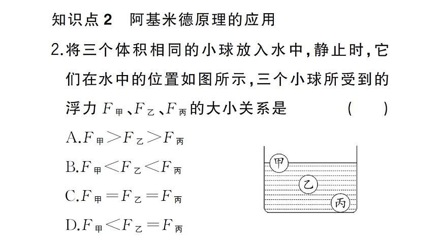 初中物理新沪科版八年级全册第九章第三节 阿基米德原理作业课件2025春第6页