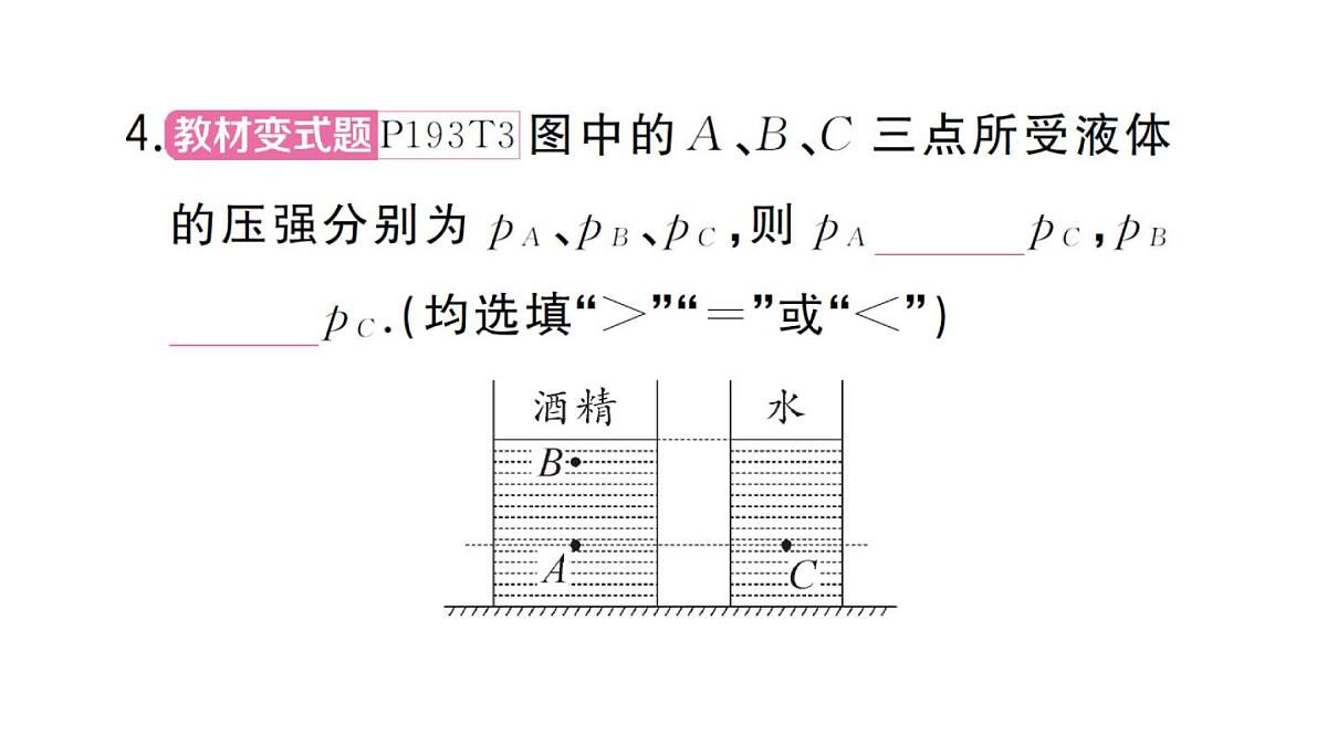 初中物理新沪科版八年级全册第八章第二节第一课时 液体压强的特点作业课件2025春第8页