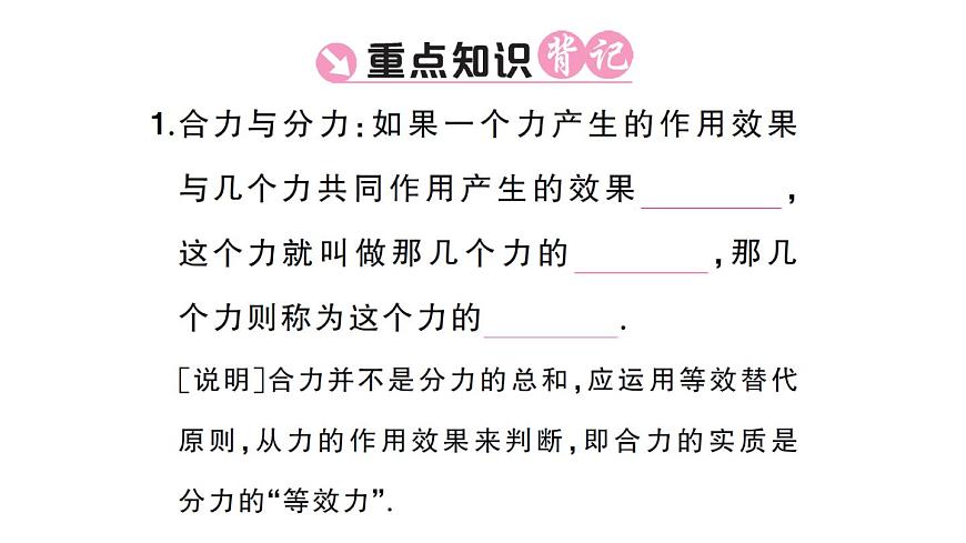 初中物理新沪科版八年级全册第七章第二节 力的合成课堂作业课件2025春第2页