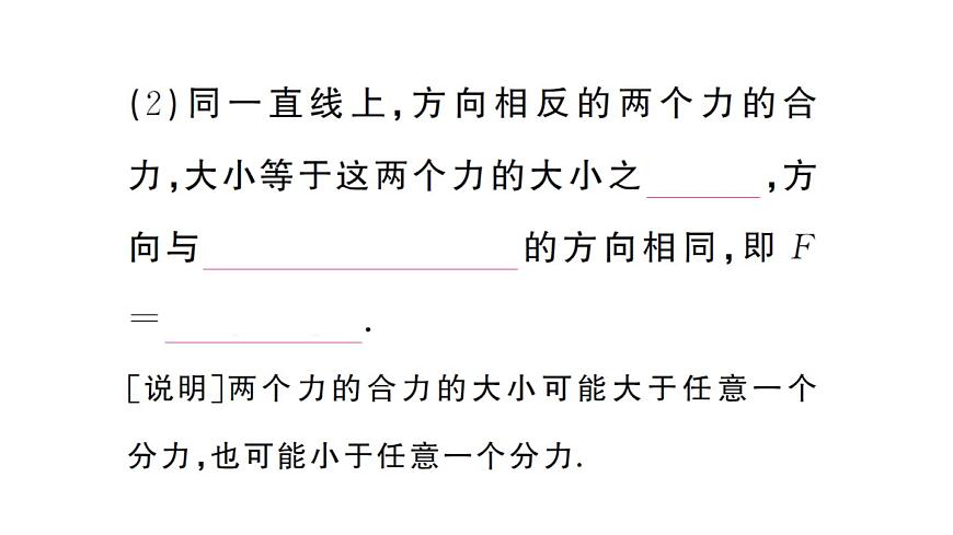 初中物理新沪科版八年级全册第七章第二节 力的合成课堂作业课件2025春第4页