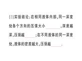 初中物理新滬科版八年級(jí)全冊(cè)第八章第二節(jié)第一課時(shí) 液體壓強(qiáng)的特點(diǎn)課堂作業(yè)課件2025春