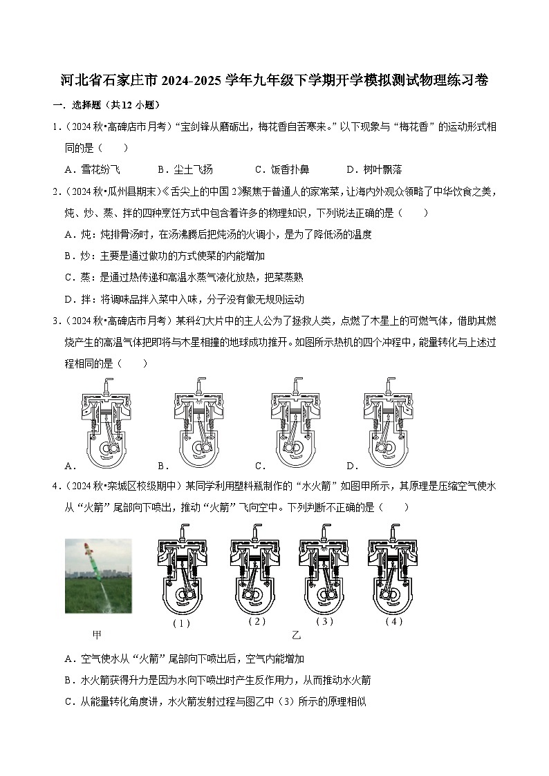 河北省石家庄市2024-2025学年九年级下学期开学适应性模拟测试 物理练习卷（含解析）第1页
