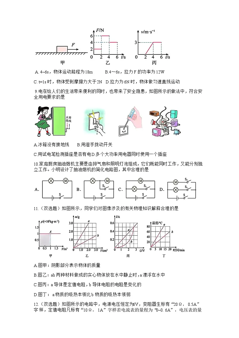 黑龙江省哈尔滨顺迈学校2024-2025学年九年级下学期开学测试 物理试题第3页