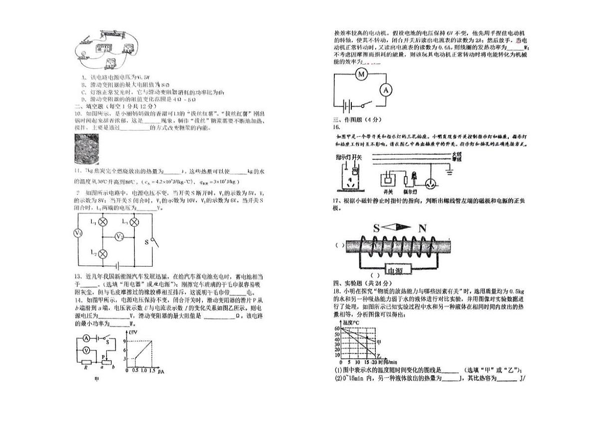 辽宁省沈阳市新民市实验中学2024-2025学年九年级下学期开学考试 物理试题（pdf版）第2页